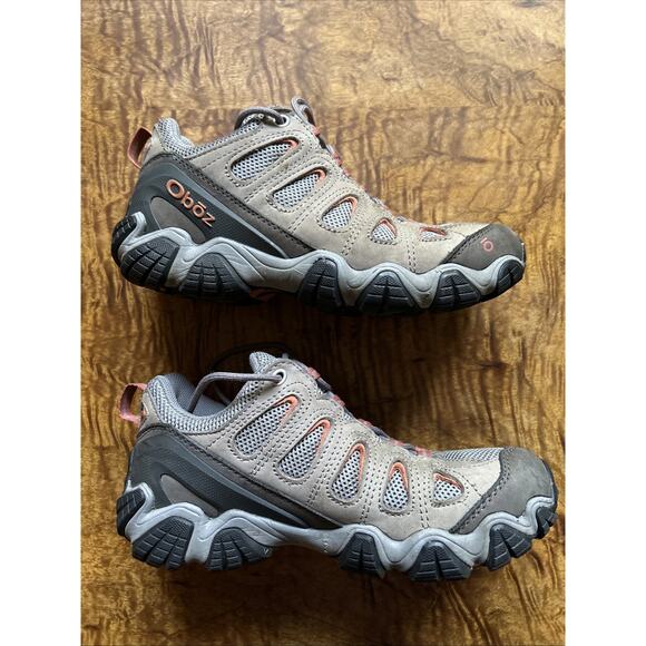 Oboz Sawtooth II Low Women’s Sz 9 Gray Mesh/brown Leather Hiking Shoes Boots - Picture 3 of 12